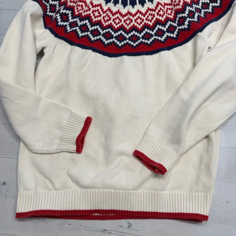 Hanna Andersson fair isle adult sweater navy blue‎ red adult medium